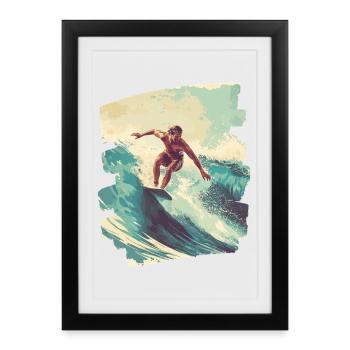 Surfeur - Affiche encadrée (27 × 37 cm) - noir - Devant