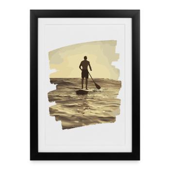 Stand-up paddle SUP - Affiche encadrée (27 × 37 cm) - noir - Devant