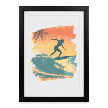 Surfeur - Affiche encadrée (27 × 37 cm) - noir - Devant