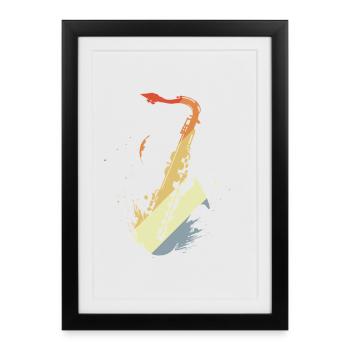 Saxophone Vintage Look - Framed poster (27 × 37 cm) - black - Front