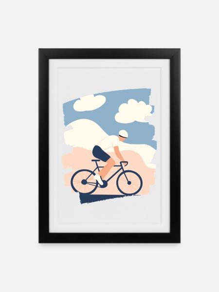 Rennrad Rennvelo - Gerahmtes Poster (27 × 37 cm) - Schwarz