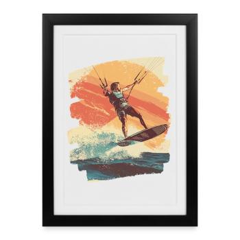 Kitesurfeurs - Affiche encadrée (27 × 37 cm) - noir - Devant