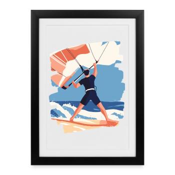 kitesurfeurs - Affiche encadrée (27 × 37 cm) - noir - Devant