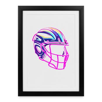 Lacrosse Helmet Synthwave - Framed poster (27 × 37 cm) - black - Front