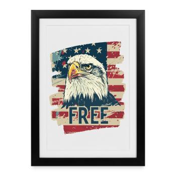 American flag with eagle - Framed poster (27 × 37 cm) - black - Front