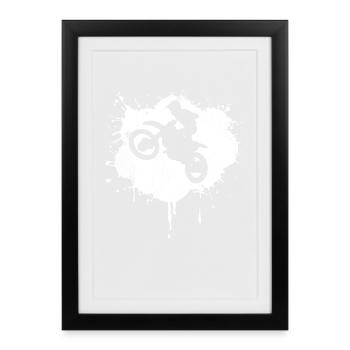 Motocross Rider Street Art - Affiche encadrée (27 × 37 cm) - noir - Devant