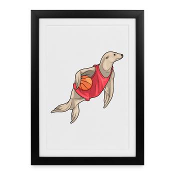 Seal Basketteur Basketteur - Affiche encadrée (27 × 37 cm) - noir - Devant