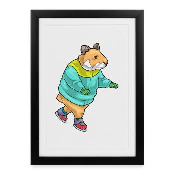 Patins à glace Hamster - Affiche encadrée (27 × 37 cm) - noir - Devant
