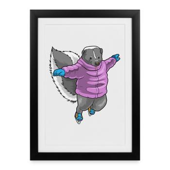 Skunk Patins à glace - Affiche encadrée (27 × 37 cm) - noir - Devant