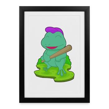 Frog Baseball Baseball Bat - Framed poster (27 × 37 cm) - black - Front