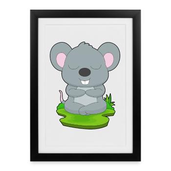 Souris Yoga Fitness Méditation - Affiche encadrée (27 × 37 cm) - noir - Devant