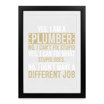 je suis plombier non je ne peux pas réparer stupide je peux - Affiche encadrée (27 × 37 cm) - noir - Devant