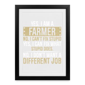 , je suis un agriculteur, non, je ne peux pas réparer stupide, , je peux - Affiche encadrée (27 × 37 cm) - noir - Devant