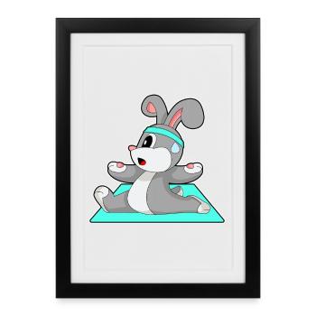 Gymnastique de fitness Yoga avec des lapins - Affiche encadrée (27 × 37 cm) - noir - Devant