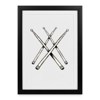 Dessin au trait des baguettes - Affiche encadrée (27 × 37 cm) - noir - Devant
