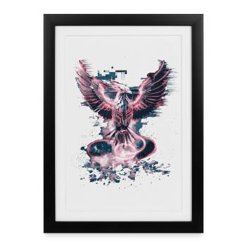 Cyber Phoenix – Renaissance numérique et ascension technologique - Affiche encadrée (27 × 37 cm) - noir - Devant