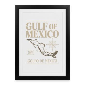 Vintage Gulf of Mexico Retro Golfo de México 1672 - Affiche encadrée (27 × 37 cm) - noir - Devant