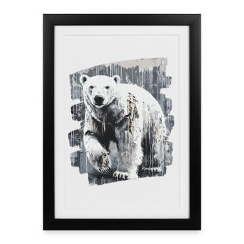 Polar Bear Graffiti Sprayer - Framed poster (27 × 37 cm) - black - Front