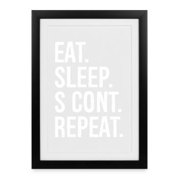 manger dormir s cont répéter - Affiche encadrée (27 × 37 cm) - noir - Devant