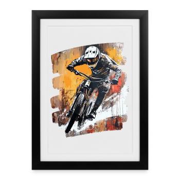 Mountain bikers Downhill Mountains Cycling - Framed poster (27 × 37 cm) - black - Front