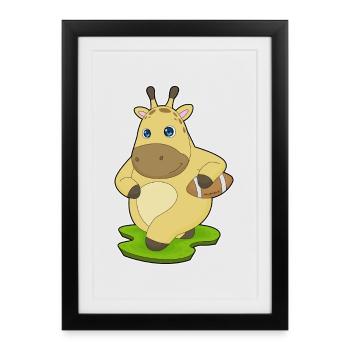 Sport de football américain de girafe - Affiche encadrée (27 × 37 cm) - noir - Devant