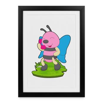 Téléphone papillon - Affiche encadrée (27 × 37 cm) - noir - Devant
