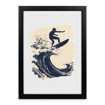 Surfeur Surf Planche de surf Surf - Affiche encadrée (27 × 37 cm) - noir - Devant