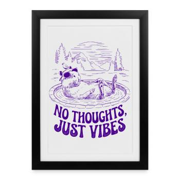 No Thoughts Just Vibes Chill Capybara - Framed poster (27 × 37 cm) - black - Front