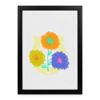 fer à cheval fleurs fleurs anniversaire - Affiche encadrée (27 × 37 cm) - noir - Devant