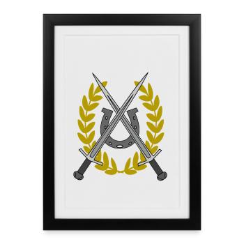 Épée Épées Guerrier Médiéval Fer à cheval - Affiche encadrée (27 × 37 cm) - noir - Devant