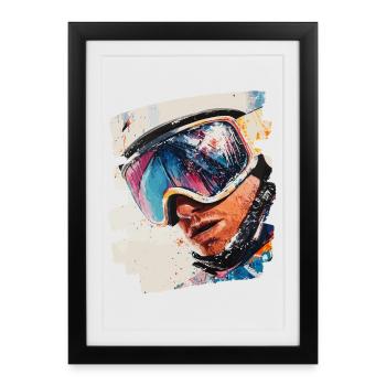 Snowboarder powder snow - Framed poster (27 × 37 cm) - black - Front