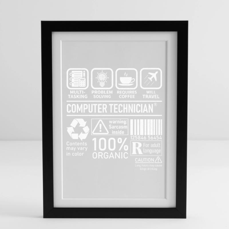 Computer Technician multi tasking problem solving Framed poster (27 × 37 cm)