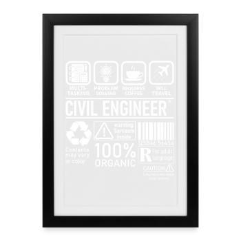 Civil Engineer multi tasking problem solving - Framed poster (27 × 37 cm) - black - Front