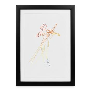 Violoniste Lineart Vintage - Affiche encadrée (27 × 37 cm) - noir - Devant