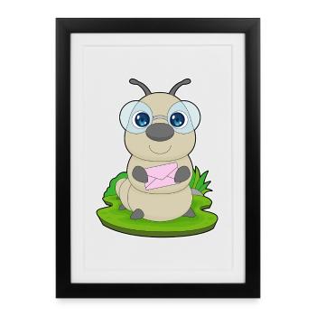 Lettre Caterpillar - Affiche encadrée (27 × 37 cm) - noir - Devant
