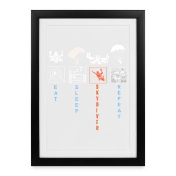 Illustration dynamique de silhouette de parachutiste - Affiche encadrée (27 × 37 cm) - noir - Devant