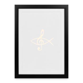 clef Ichthys Jesusfisch chœur de l’église - Affiche encadrée (27 × 37 cm) - noir - Devant
