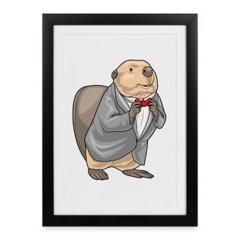 Beaver Groom Costume Mariage - Affiche encadrée (27 × 37 cm) - noir - Devant