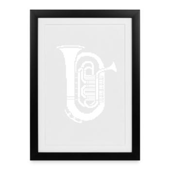 Tuba Pixel Graphics - Affiche encadrée (27 × 37 cm) - noir - Devant