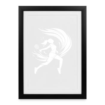 Dessin d’un joueur de badminton - Affiche encadrée (27 × 37 cm) - noir - Devant