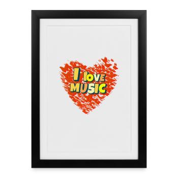 I Love Music Heart of Butterflies - Framed poster (27 × 37 cm) - black - Front