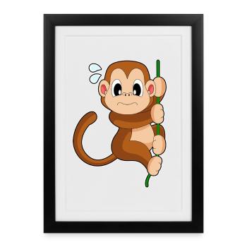Affe Liane Dschungel - Gerahmtes Poster (27 × 37 cm) - Schwarz - Vorne