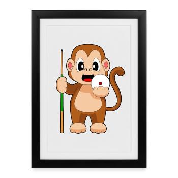 Queue de billard Monkey - Affiche encadrée (27 × 37 cm) - noir - Devant