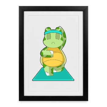 Turtle Yoga Fitness Méditation - Affiche encadrée (27 × 37 cm) - noir - Devant