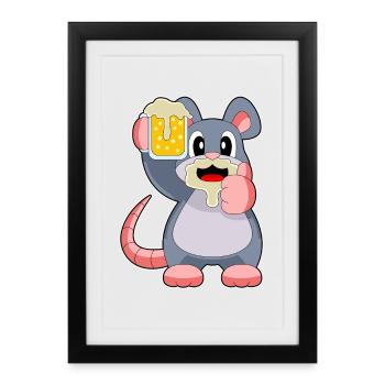 Maus Bier - Gerahmtes Poster (27 × 37 cm) - Schwarz - Vorne