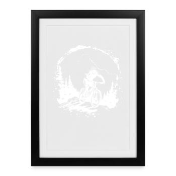 Mountain Biking Drawing - Framed poster (27 × 37 cm) - black - Front