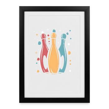 Quilles vintage - Affiche encadrée (27 × 37 cm) - noir - Devant