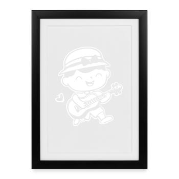 Ukulele Player Drawing - Framed poster (27 × 37 cm) - black - Front