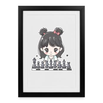 Chess player - Framed poster (27 × 37 cm) - black - Front