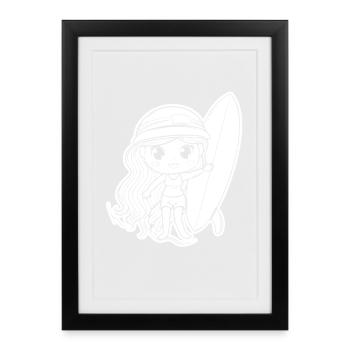 Petite surfeuse - Affiche encadrée (27 × 37 cm) - noir - Devant